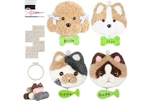 GIPONY punch needle kit-4,Embroidery kit for Beginners,Punch Needle Kits Adults Beginner,Punch Needle kit for Beginners, Includes All Tools and Materials,Easy to Follow Instructions and Videos-Cats and Dogs