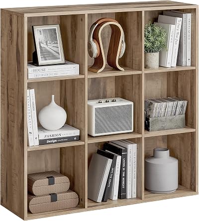 VASAGLE Bookcase 9-Compartment Shelf Camel Brown LBC177K01