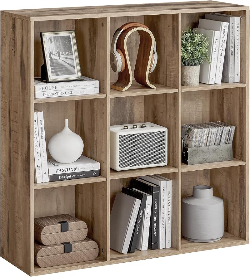 VASAGLE Bookcase 9-Compartment Shelf Camel Brown LBC177K01