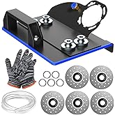 Angle Grinder Stand for Tile 45° Chamfer Cutting Tile Chamfering Tool with 3 Saw Blades 2 Meter Long Hose & Gloves 100 -Type Angle Bracket Grinder Holder for Ceramic Stone Cutting(Black)