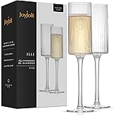 JoyJolt Elle 5.7oz Champagne Glasses, Fluted Glass Flute Set of 2, Vintage Style Unique Drinking Cocktail and Mimosa Glasses, Wedding Champagne Flutes