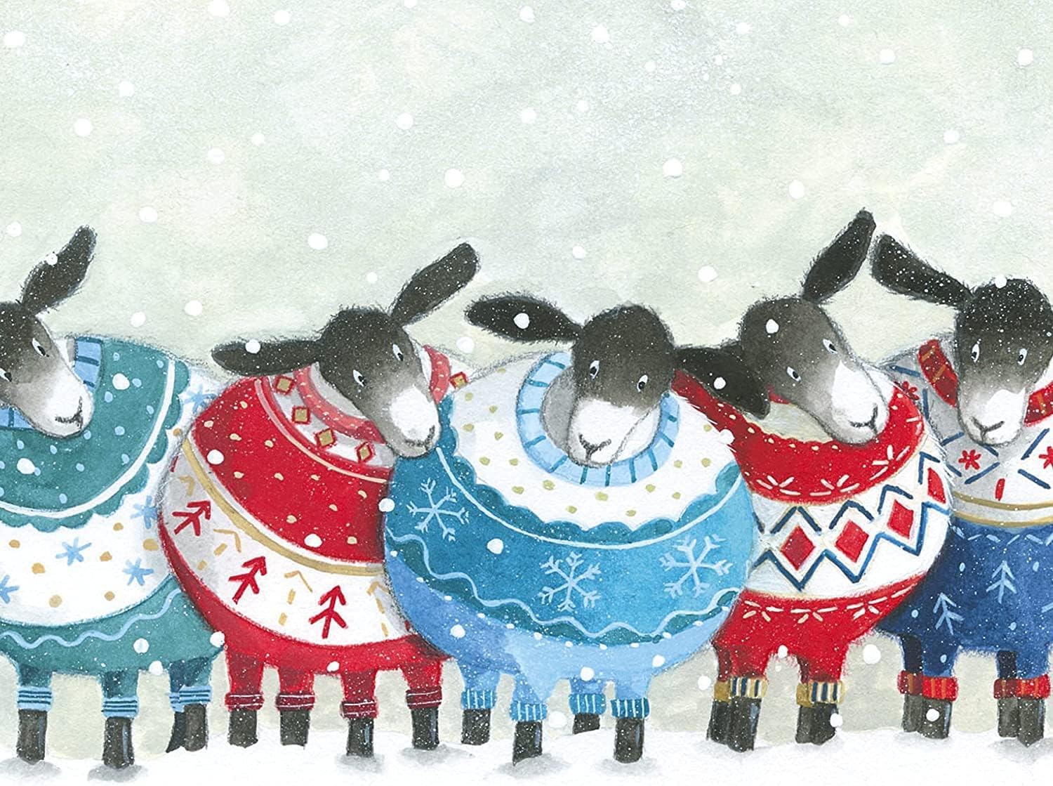 GBCC Charity Christmas Cards Pack of 8 - Sheep & Festive Jumpers in the Snow - Premium Greeting Cards Multipack with Envelopes - Supporting UK Charities