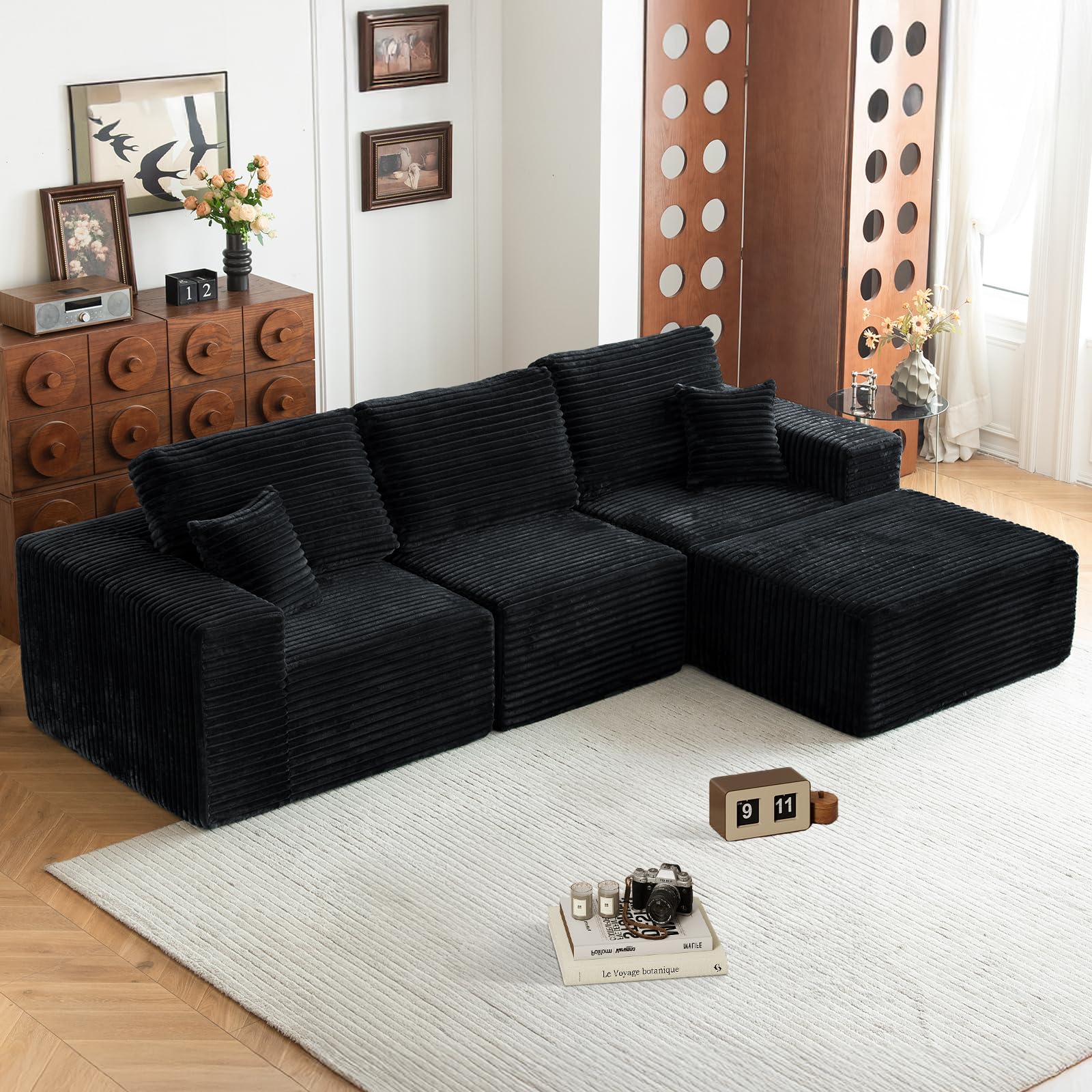 MODNEST 108" Modular Sectional Sofa Cloud Couch with Deep Seats, L ...