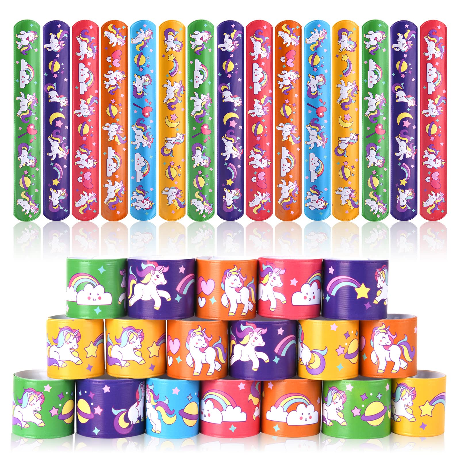 Flintronic 30pc Slap Bands, Unicorn Slap Bracelets for Kids' Party Favors - Multi-pattern