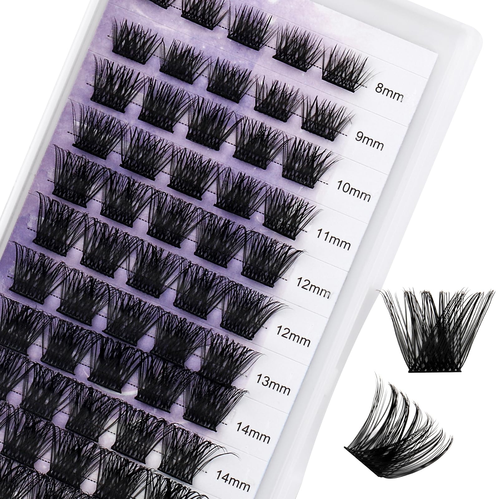 Individual Cluster Lashes D Curl 0.07mm 8-16mm Mix DIY Lash Extensions Wide Stem Individual Eyelashes Soft and Wispy Cluster Eyelash Extensions(XHFD-C9-0.07-D-816) — image 1
