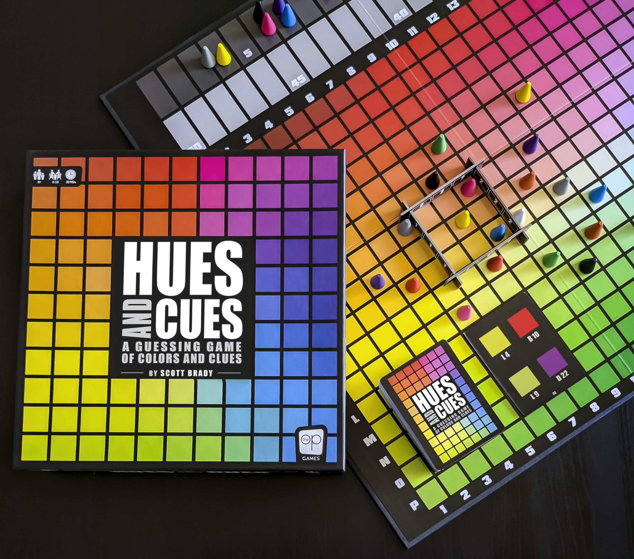 HUES and CUES - Vibrant Color Guessing Board Game for 3-10 Players Ages 8+, Connect Clues and Guess from 480 Color Squares
