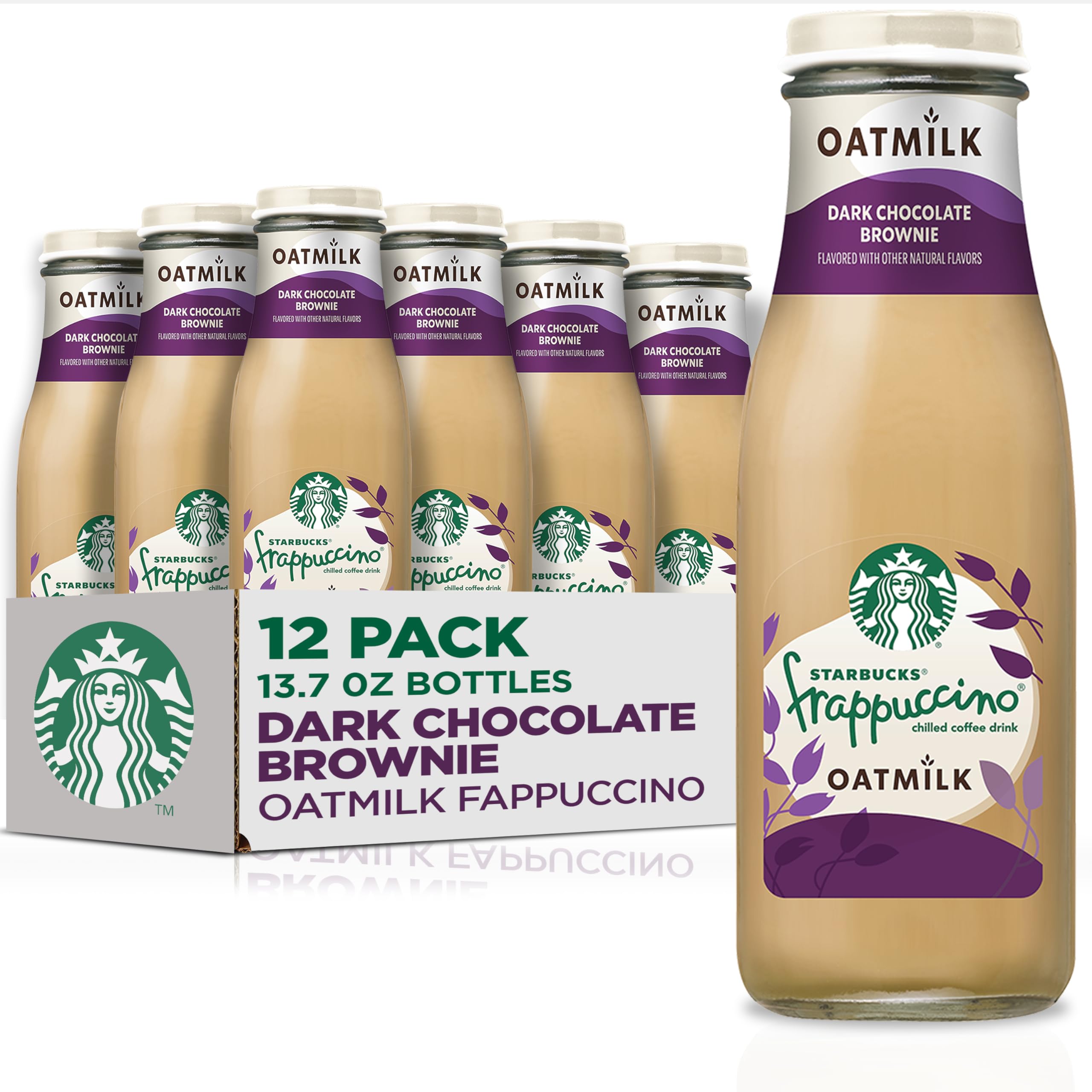 Starbucks Oatmilk Frappuccino, Coffee Drink, Dark Chocolate Brownie Oat Milk, 13.7 fl oz Bottles, Iced Coffee (Pack of 12) Image