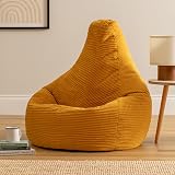 icon Dalton Cord Bean Bag Chair Set of 2 Ochre Yellow Large Filling Included view 3