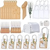 55Pcs Baby Shower Prizes for Game Winners 6 Sets Bamboo Cheese Board Spoon Fork Butter Spreaders Plaid Towel Thank You Card and Gift Bags for Baby Shower Wedding Bridal Shower Favors