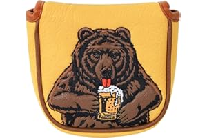 LZFAN Golf Club Head Cover Golf Head Cover Driver Headcover Fairway Wood Headcover Hybrid Club Head Cover Golf Blade Mallet Putter Cover Beer Bear