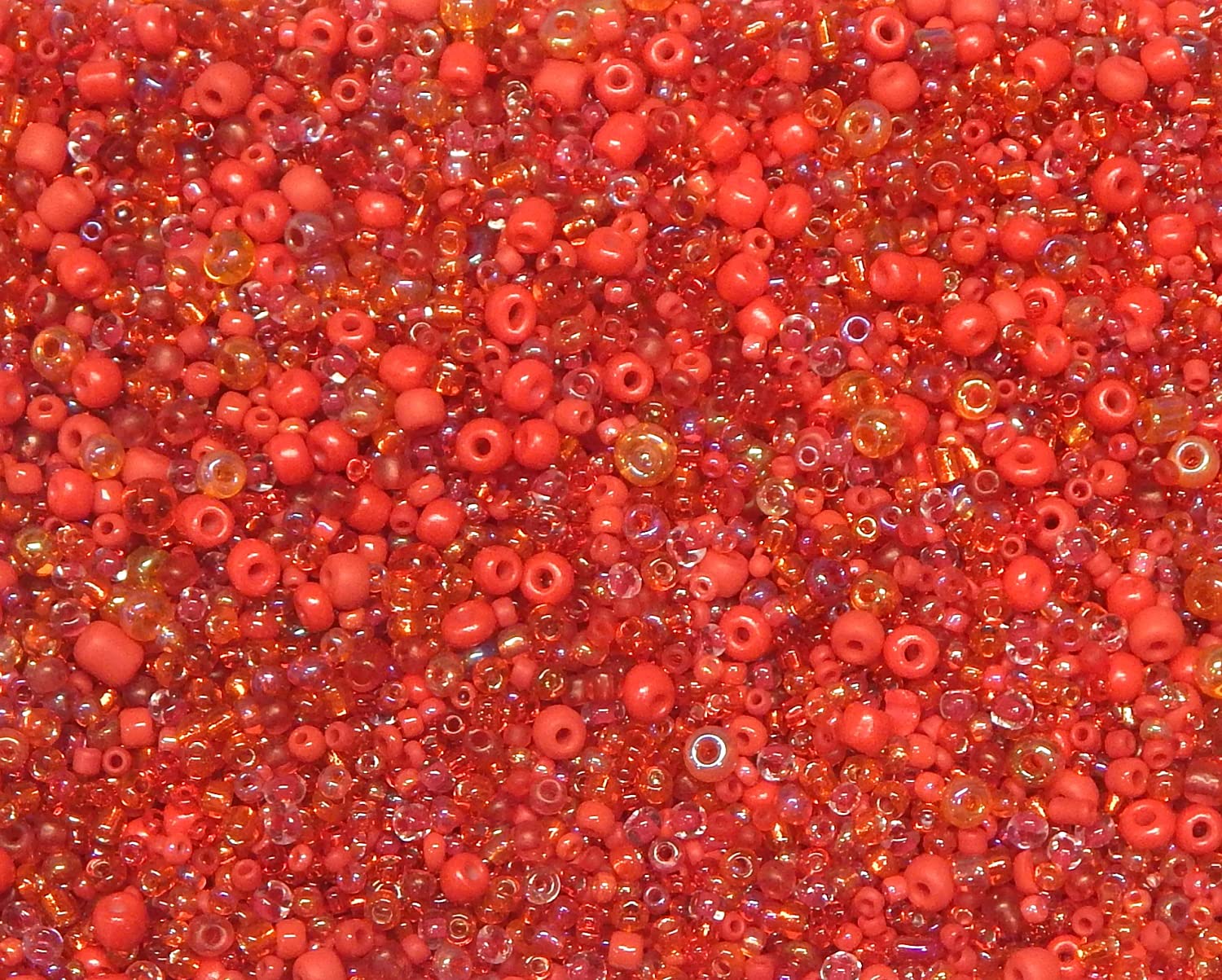 Perlin Seed Beads Glass Beads Indian Beads Seed Beads Pony Beads 2 mm 3 mm 4 mm Round Mixed Sizes and Tones Seed Beads 3000 Pieces (Red)