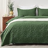 EXQ Home Quilt Set Full Queen Size Olive Green 3 Piece,Lightweight Soft Coverlet Mandala Flower Pattern Bedspread Set for All Season(1 Quilt,2 Pillow Shams)