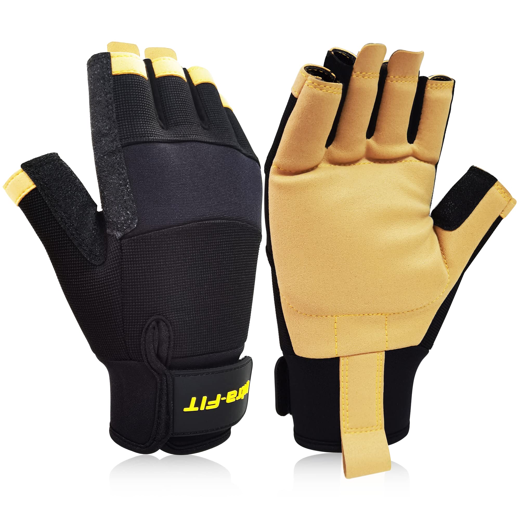 Intra-FIT Professional Anti-Vibration Gloves, Half Finger EN ISO 10819: 2013 & EN 388:2016 Certified, Reinforced Palm, Ideal For Road Breakers, Sanders, Grinders and Chipping Hammers