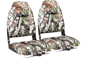 NORTHCAPTAIN High Back Folding Fishing Boat Seat,Stainless Steel Screws Included,Camo,2 Seats