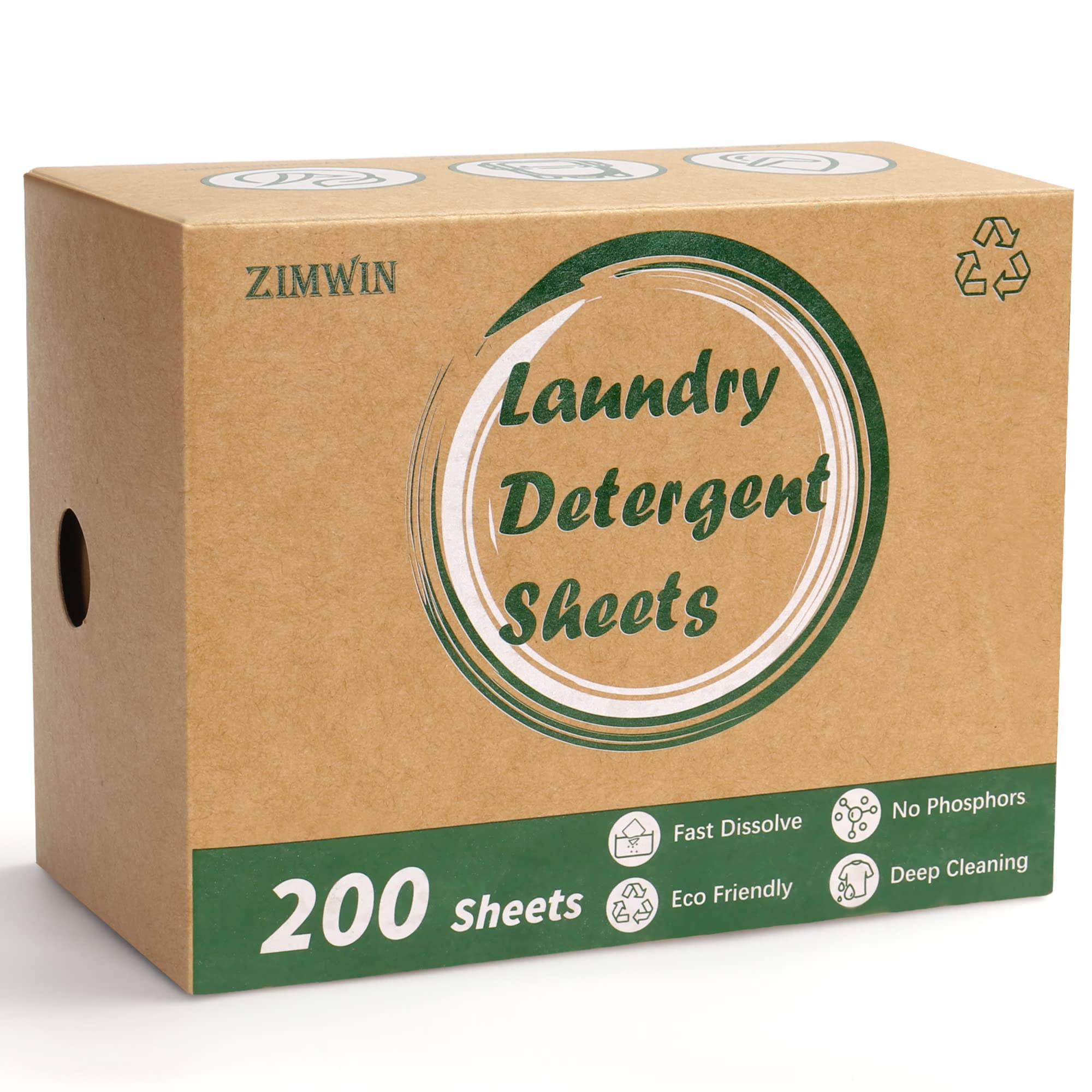Photo 1 of Zimwin Laundry Detergent Sheets, 200 Count, Fragrance Free, Eco-Friendly, Plastic-Free, Hypoallergenic, Liquidless Washing Supplies for Dorm Travel Camping