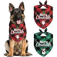 JOTFA 2 Pack Christmas Dog Bandanas, Multi Sizes Holiday Christmas Plaid Dog Puppy Bandana Scarf Costume for Small Medium Lar