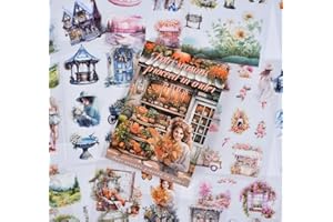 EAMOTOL Autumn Journaling Collage Stickers Book - 20 Sheets Vintage PET Self-Adhesive Scrapbooking Junk Journal Bullet Album Diary Planner Craft Sticker for Kids Girls Aesthetic Notebook