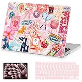 AKIT Compatible with MacBook Air 13 inch Case 2026 2025 2024-2022 M4 M3 M2 A3240 A3113 A2681, Pattern Hard Shell Laptop Case+Screen Protector+Keyboard Cover for MacBook Air 13.6 inch 2025, SumPink