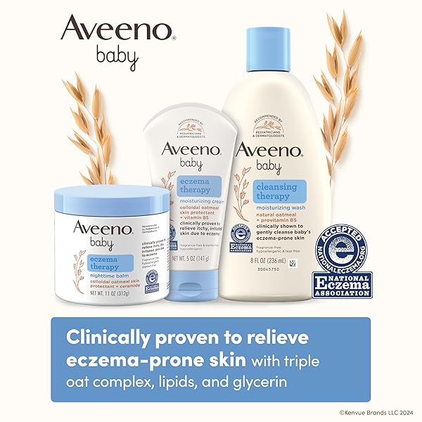 AVEENO BABY ECZEMA THERAPY MOISTURIZING CREAM, NATURAL COLLOIDAL OATMEAL & VITAMIN B5, BABY CREAM FOR DRY, ITCHY, IRRITATED SKIN DUE TO ECZEMA, PARABEN- & STEROID-FREE, 12 FL. OZ