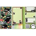 B1ykin Sticky Notes Set - Cartoon Theme Cute Self-Stick Notes Pad Teacher Appreciation Gifts， Self-Adhesive Writing Memo Pages Sticky to Do Notepad for Kids Employee School Office (Black Cat Floral)