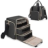 LUXJA Travel Makeup Bag with 4 Inner Removable Cases, Large Cosmetic Bag with Multiple Storage Sections (Patent Design, Bag Only), Black