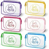 Reginary 6 Pcs Girls Trip Gifts Favors Clear Makeup Bags, Clear Travel Toiletry Bags with Zipper for Women, Waterproof PVC Cosmetic Bag Gifts Set for Women, Bestie, Sister, Colorful