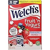 Welch's Fruit 'n Yogurt Snacks, 36 × 20 g - Delicious Fruit-Flavored Snacks Coated in Creamy Yogurt