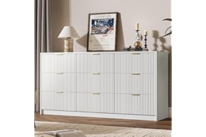 MAISONARIA White Dresser for Bedroom, 9 Drawer Double Dresser, Modern Chest of Drawers for Bedroom, Living Room, Entryway and Closet, 63" L x 15.7" D x 31.5" H