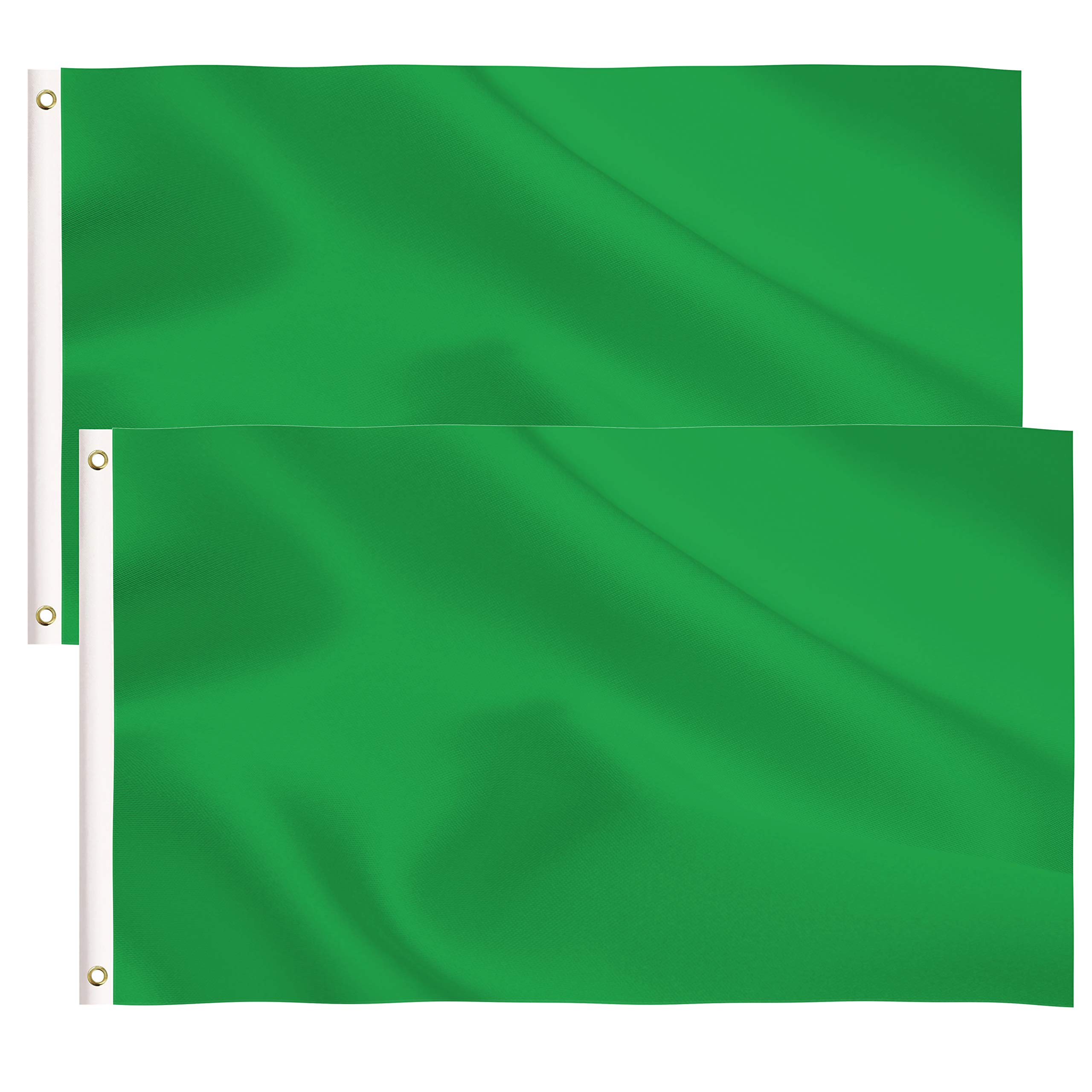 Photo 1 of 2 Pack Solid Green Flag, 3x5 Ft DIY Blank Banner With Brass Grommets, Polyester Garden Decoration