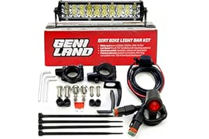 GENILAND Dirt Bike Light Bar Kit, Plug-Play Dirt Bike Headlight, 7/8” Handlebar (Battery Equipped), Dirtbike Lightbar, Pit Bi