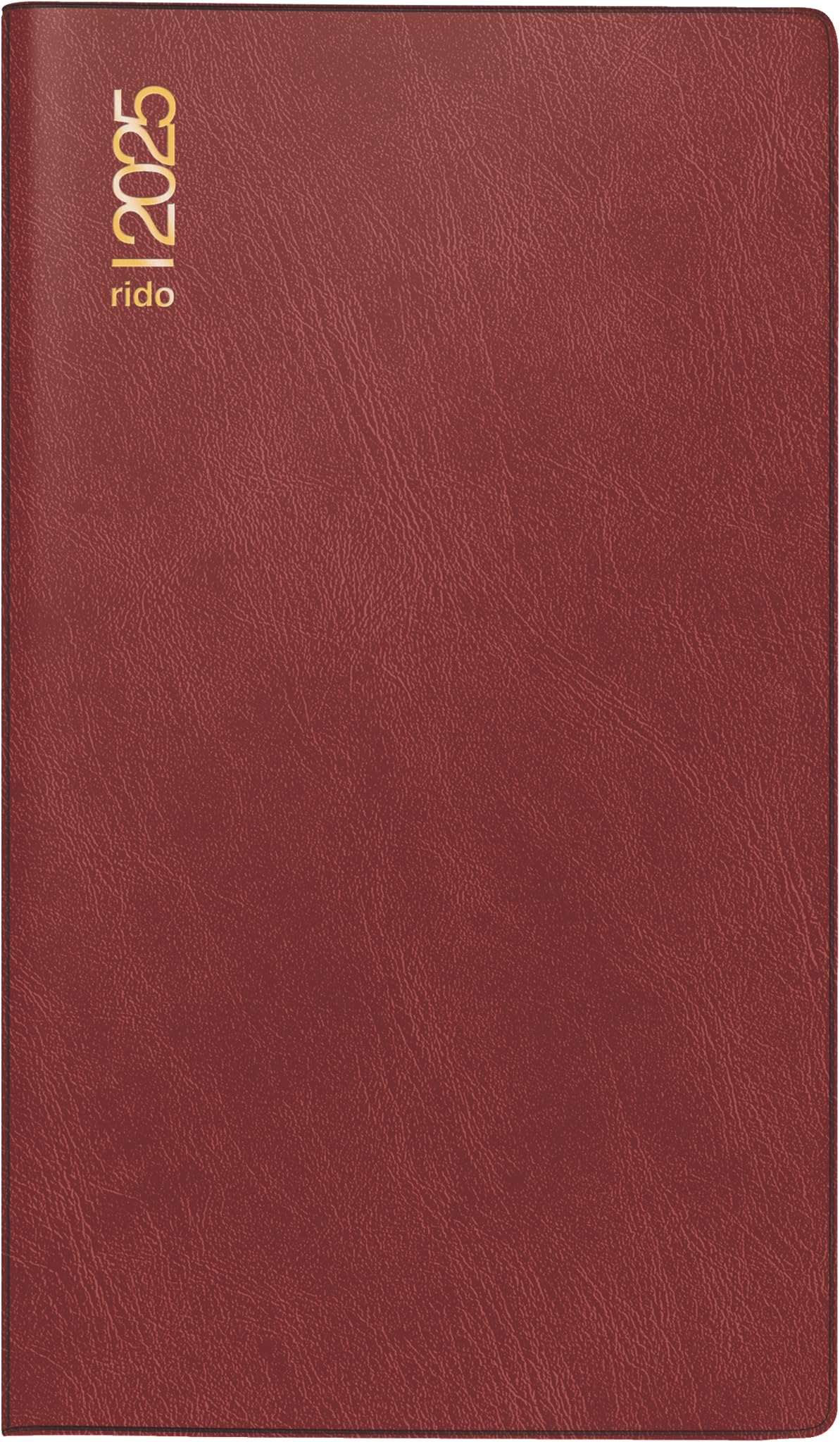 rido/idé Pocket Calendar Model Mini Planner d 15 (2025), 2 Pages = 1 Month, A6, Foam Film Cover Catana, Wine Red