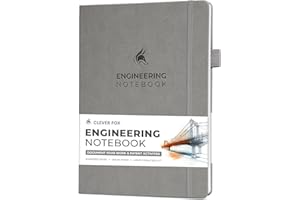Clever Fox Engineering Notebook – Hardcover Grid Notebook with Numbered Pages, Table of Contents – Patent, Lab & Invention Journal for Engineers & STEM (Gray)