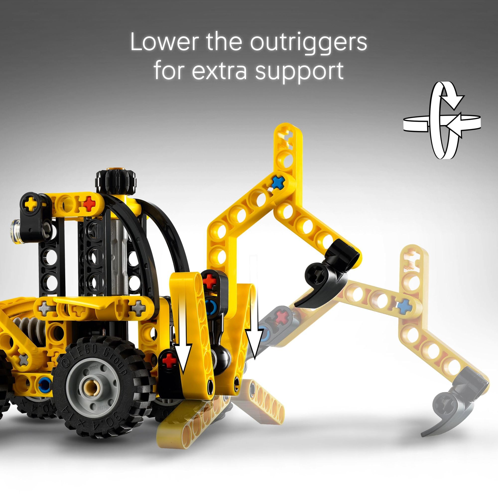 LEGO Technic Backhoe Loader Construction Toy - Building Toy Set for Boys and Girls, Ages 7+ - Educational Gift Idea for Kids Birthday with Usable Back Digger, Scoop, & Outriggers - 42197