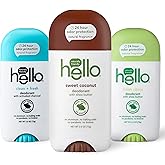 hello Deodorant With Shea Butter for Women + Men, 24 Hour Odor Protection - Sweet Coconut, Fresh Citrus, and Clean + Fresh, No Aluminum, + No Baking Soda, Vegan & Parabens Free, 2.6oz, 3 count