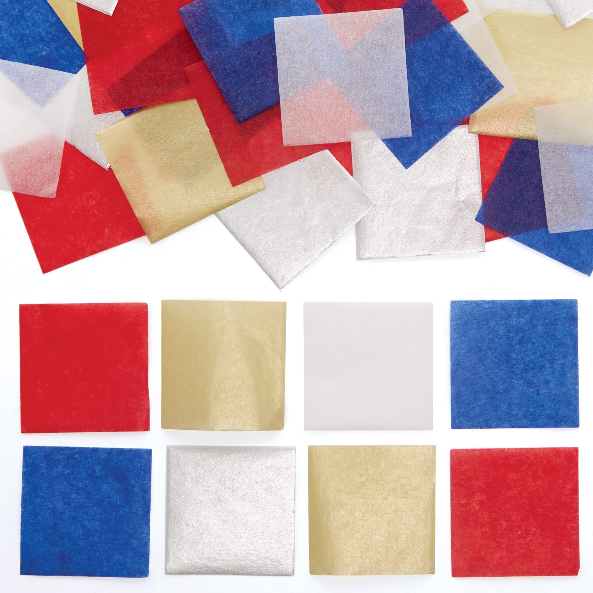 Baker Ross CN137 Red White and Blue Coloured Mini Tissue Paper Squares - Pack of 4000, British Arts and Crafts Supplies