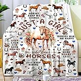 INKRENS Horse Gifts for Women Girls Just A Girl Who Loves Horse Stuff Throw Blanket Animal Cozy Plush Horses Blanket for Women Girls Kids Adults Horses Lovers Birthday Decorations Room Decor 60"X50"
