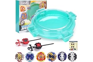 COCOFOX Battling Top Burst Toy Set Game Complete Battle Game Set with Stadium, 6 Battling Tops and 2 Launchers, Toys for 6 Year Old Boys & Girls & Up (Amazon Exclusive) Green