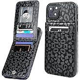 Vaburs Compatible with iPhone 15 Plus Case Wallet with Credit Card Holder, Black Leopard Cheetah Pattern Flip Premium PU Leather Magnetic Closure Shockproof Protective Cover 6.7"