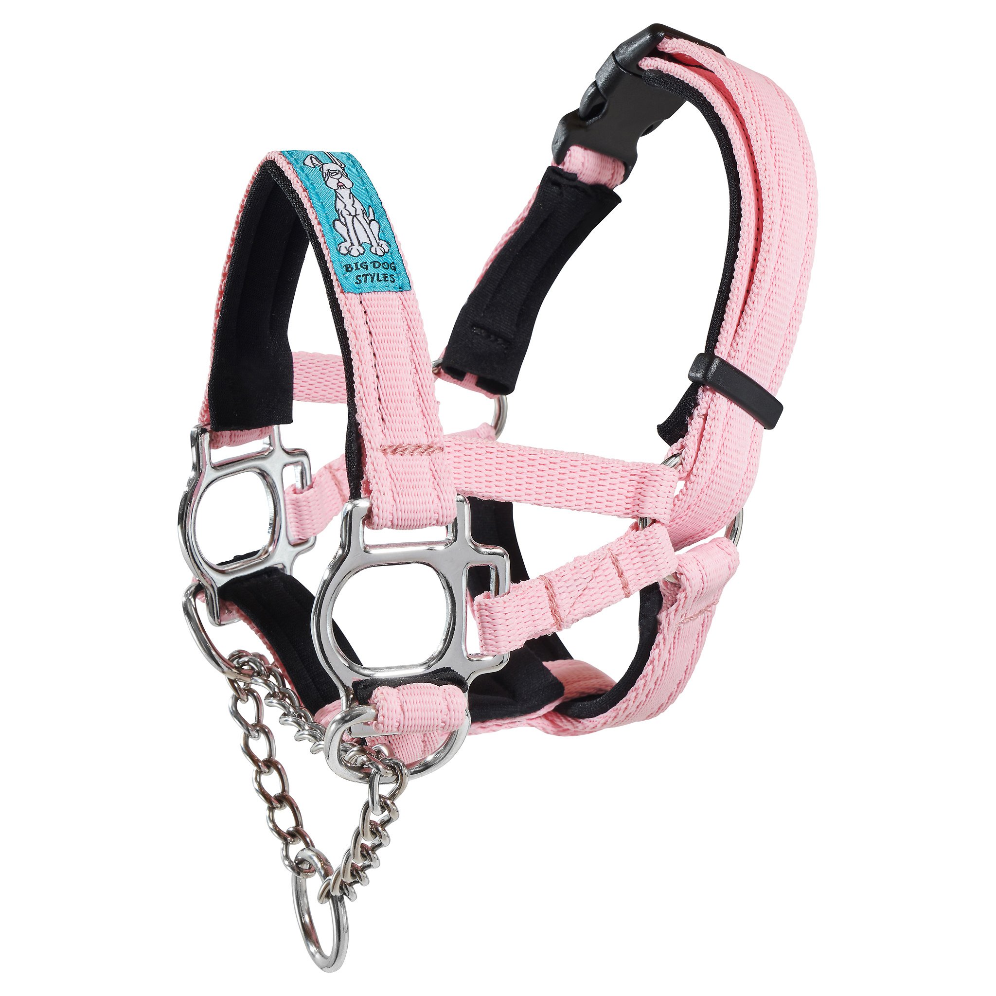 Big Dog Styles Head Collar, Made in UK for Large and Giant Breeds, Maximum Control, Stop Pulling, Anti Chew, Stainless Steel Fittings, Fully Lined. (Pink, 4)