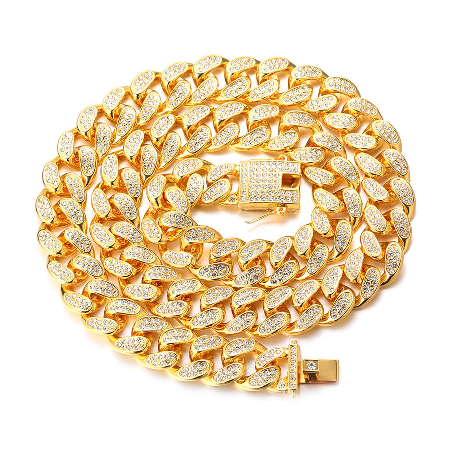HALUKAKAH Gold Chain for Men,20MM Cuban Link Chain Iced Out Miami 18k Real Gold Plated Choker Necklace 50cm,Full Cz Diamond Cut Prong Set,with Giftbox — image 1