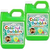 Lulu Home 2 Packs Bubble Concentrated Solution, 1 L/ 33.8 OZ Bubble Refill Solution for Kids Bubble Machine, Giant Bubble Wand, Bubble Blower Toys, Birthday Party Favors (Green Bottle), 778-G