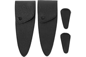 LIFKICH 4pcs Black Pu Scissor Protectors Set with 2 Medium and 2 Rounded Tip Covers, Washable Handmade Cases