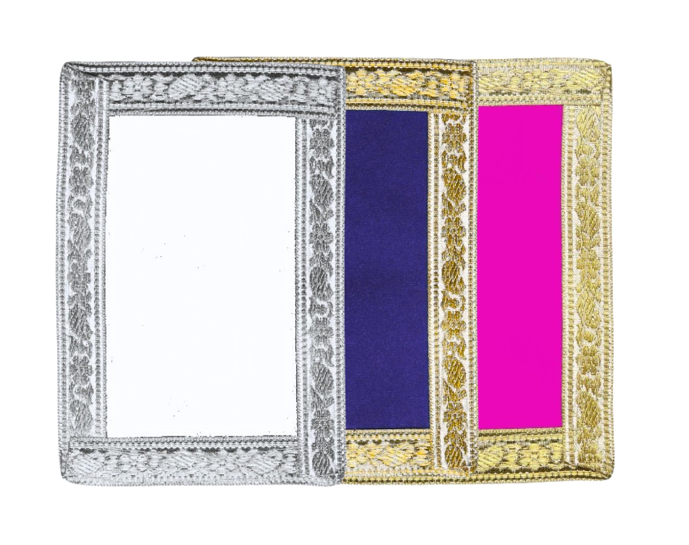 Set of 3 Small Mat Aasan Velvet Pooja Cloth Decorative Cloth (Size:-13 Inches X 10 Inches) for Multipurpose Indian Traditional Pooja Festival New year Gifts Item & Pooja Article(Blue+ White+Pink)