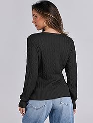 ANRABESS Womens Long Sleeve Cable Knit Sweater 2025
