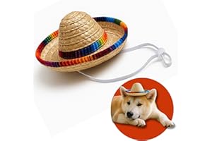 Pawcratean Adjustable Mexican Sombrero Hat for Dogs – Funny Fiesta Photo Prop (Mexican Style)
