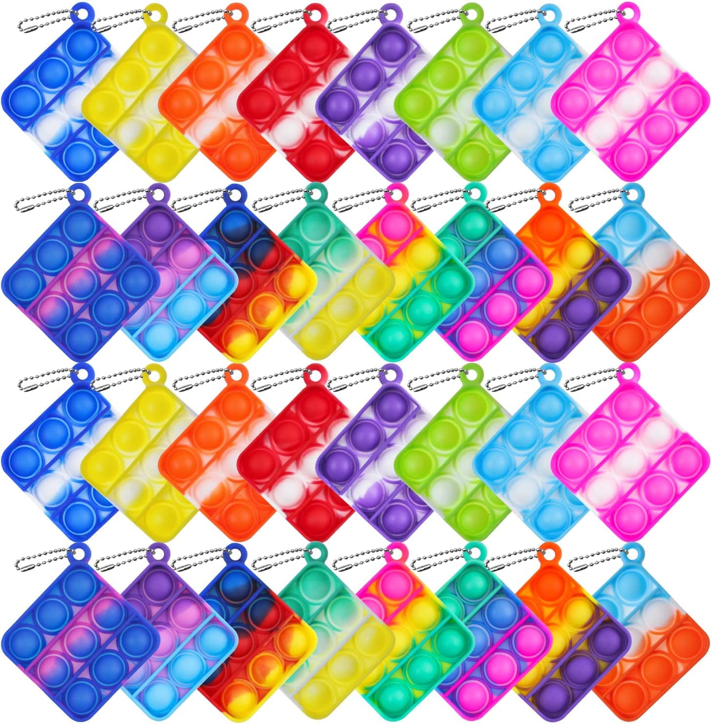 Photo 1 of 12Pcs Random Color Mini Pop Keychain Fidget Toy Push Bubble Pop Silicone Squeeze Sensory Toys Make Fun for Kids Anxiety Stress Reliever for Adults