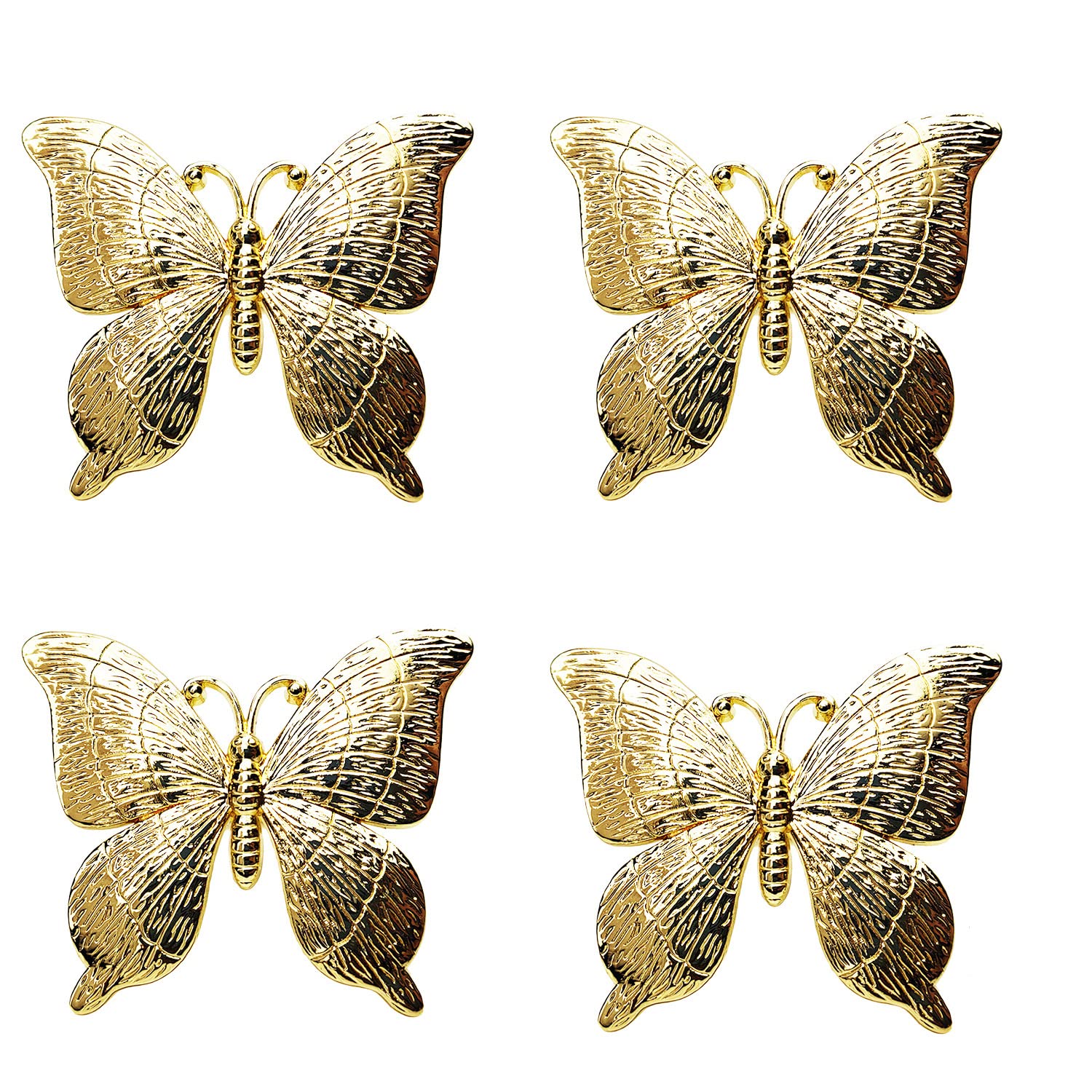 Powerful 4 Pcs Butterfly Drawer Knobs, Vintage Cabinet Knobs Drawer Handles with 8 Pcs Screw, for Dresser, Cabinet, Wardrobe, Cupboard, Bathroom, Office (2.5"×2") — image 1