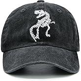 Wodeal Boys' Dino Hat, Vintage Washed Skeleton Dinosaur Baseball Cap, Adjustable for Kids Age 3-11
