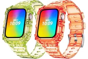 ABELTA Compatible with Clear Apple Watch Band 38mm 40mm 41mm 42mm 44mm 45mm with Protective Case,Shockproof Strap for iwatch Bands Series 8 7 6 5 4 3 2 1