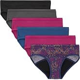 Hanes Girls' Period Underwear Hipsters, Boxer Briefs, Boyshorts, 4 or 6 Pack, Comfort Period Panties, Moderate Protection